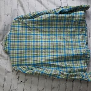 Wrangler Blue and Green Plaid Button Down Shirt